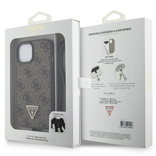 Guess GUHCP15SP4TDSCPW iPhone 15 6.1’’ brown/brown hardcase Crossbody 4G Metal Logo - Cell phone cases