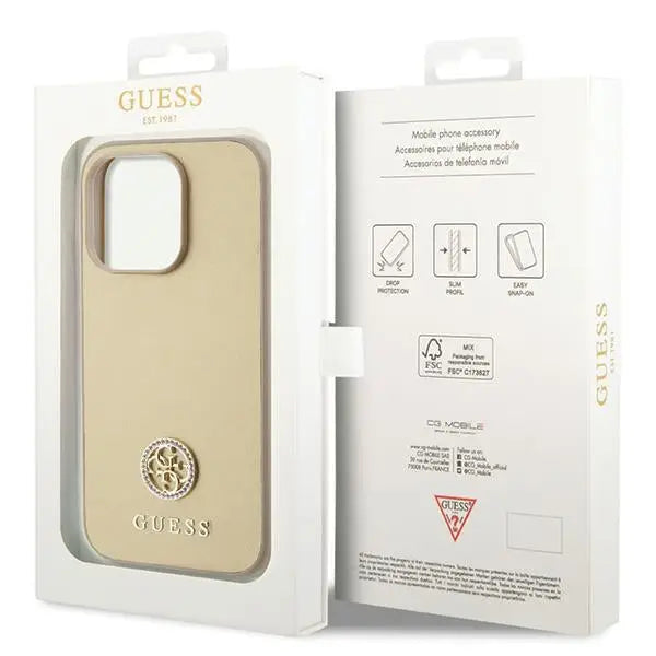 Guess GUHCP15XPS4DGPD iPhone 15 Pro Max 6.7’’ gold/gold hardcase Strass Metal Logo - Cell phone cases
