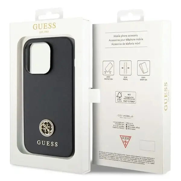 Guess GUHCP15XPS4DGPK iPhone 15 Pro Max 6.7’’ black/black hardcase Strass Metal Logo - Cell phone cases