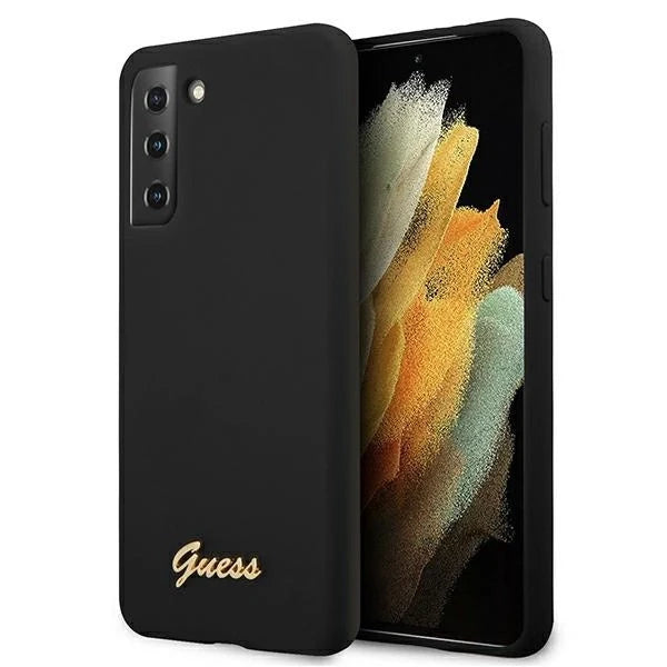 Guess GUHCS21MLSLMGBK S21+ G996 czarny/black hardcase Silicone Script Metal Logo - Cell phone cases