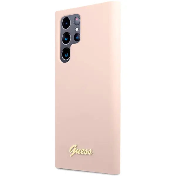 Guess GUHCS23LLSLMGPP S23 Ultra S918 pink/pink hardcase Silicone Script Metal Logo - Cell phone cases