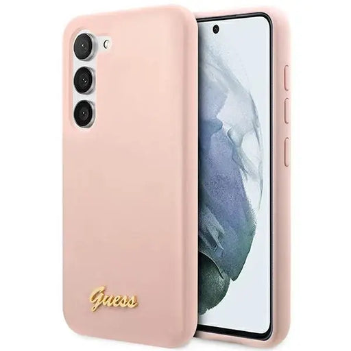 Guess GUHCS23MLSLMGPP S23+ S916 pink/pink hardcase Silicone Script Metal Logo - Cell phone cases and covers<<<HurtelXML