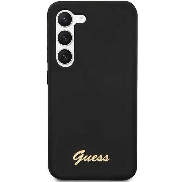 Guess GUHCS23MSLSMK S23+ S916 black/black hardcase Silicone Vintage Gold Logo - Cell phone cases and covers<<<HurtelXML