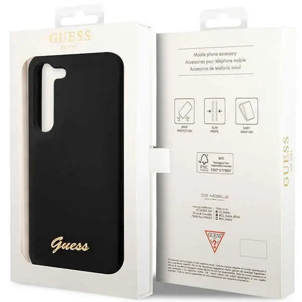 Guess GUHCS23MSLSMK S23+ S916 black/black hardcase Silicone Vintage Gold Logo - Cell phone cases and covers<<<HurtelXML