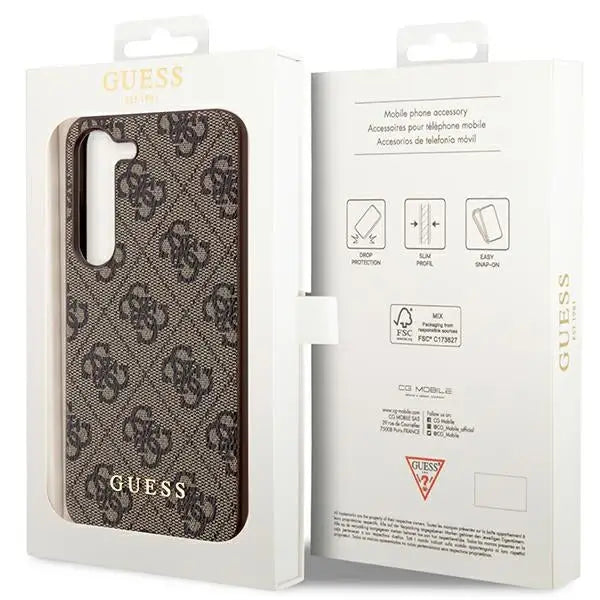 Guess GUHCS23SG4GFBR S23 S911 brown/brown hard case 4G Metal Gold Logo - Cell phone cases and covers<<<HurtelXML