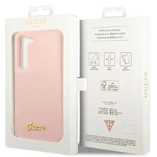 Guess GUHCS23SLSLMGPP S23 S911 pink/pink hardcase Silicone Script Metal Logo - Cell phone cases and covers<<<HurtelXML