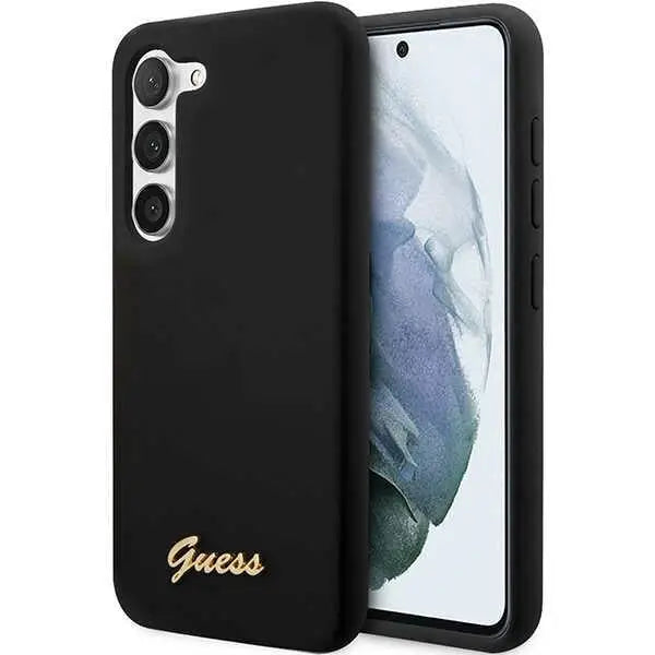 Guess GUHCS23SSLSMK S23 S911 black/black hardcase Silicone Vintage Gold Logo - Cell phone cases and covers<<<HurtelXML