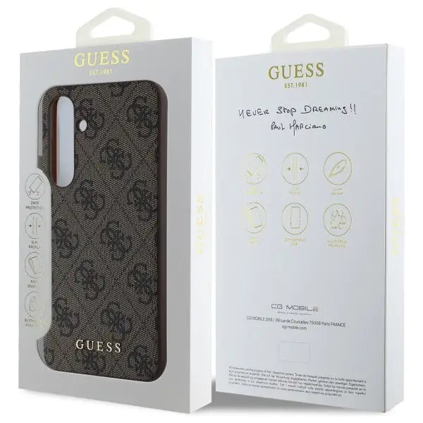 Guess GUHCS24FEG4GFBR S24 FE S721 brown/brown hardcase 4G Metal Gold Logo - Cell phone cases and covers<<<HurtelXML