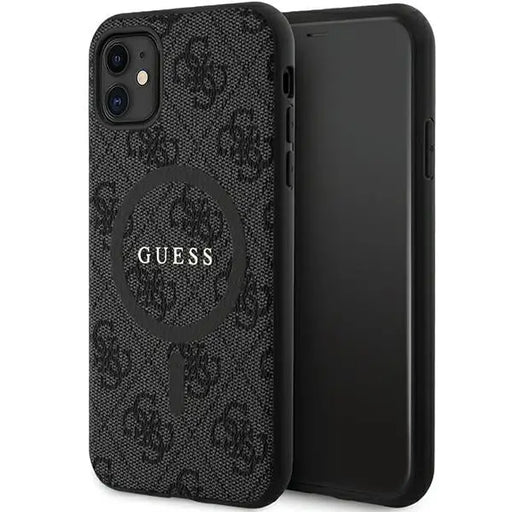 Guess GUHMN61G4GFRK iPhone 11 6.1’’ / Xr black/black hardcase 4G Collection Leather Metal Logo MagSafe - Cell phone