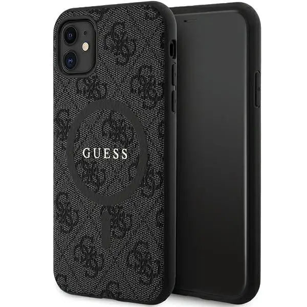 Guess GUHMN61G4GFRK iPhone 11 6.1’’ / Xr black/black hardcase 4G Collection Leather Metal Logo MagSafe - Cell phone