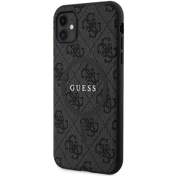 Guess GUHMN61G4GFRK iPhone 11 6.1’’ / Xr black/black hardcase 4G Collection Leather Metal Logo MagSafe - Cell phone