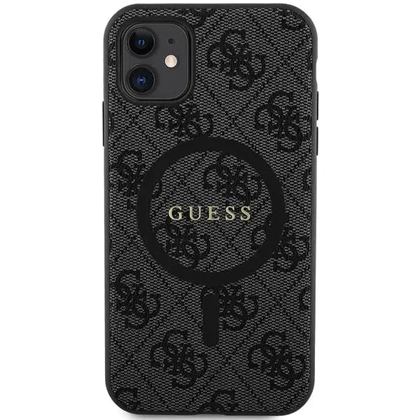 Guess GUHMN61G4GFRK iPhone 11 6.1’’ / Xr black/black hardcase 4G Collection Leather Metal Logo MagSafe - Cell phone