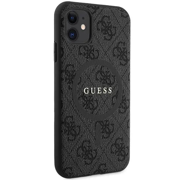 Guess GUHMN61G4GFRK iPhone 11 6.1’’ / Xr black/black hardcase 4G Collection Leather Metal Logo MagSafe - Cell phone