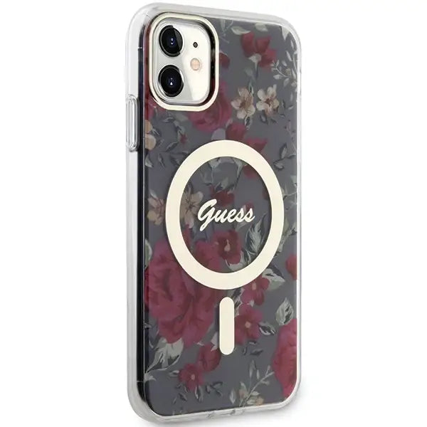 Guess GUHMN61HCFWSA iPhone 11 / Xr 6.1’’ green/khaki hardcase Flower MagSafe - Cell phone cases and covers<<<HurtelXML