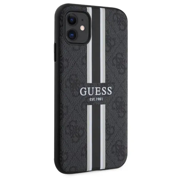 Guess GUHMN61P4RPSK iPhone 11 / Xr black/black hardcase 4G Printed Stripes MagSafe - Cell phone cases