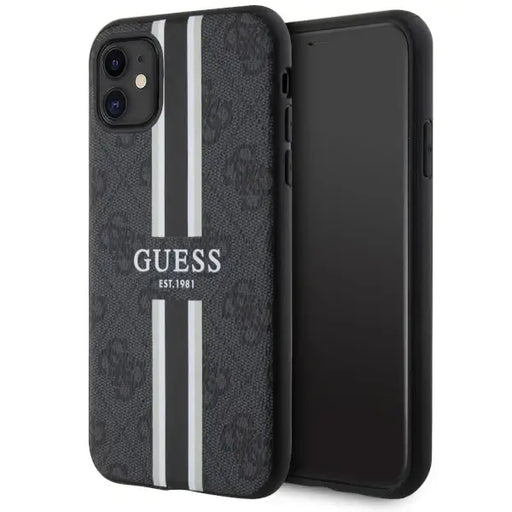 Guess GUHMN61P4RPSK iPhone 11 / Xr black/black hardcase 4G Printed Stripes MagSafe - Cell phone cases