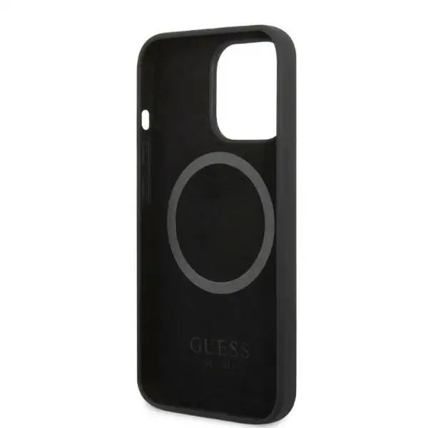 Guess GUHMP13LSPLK iPhone 13 Pro / 13 6.1’’ black/black hard case Silicone Logo Plate MagSafe - Cell phone cases