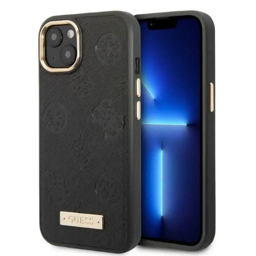 Guess GUHMP13MSAPSTK iPhone 13 6.1’’ black/black hardcase Peony Logo Plate MagSafe - Cell phone cases