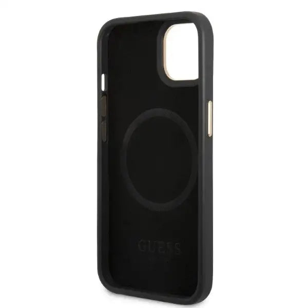 Guess GUHMP13MSAPSTK iPhone 13 6.1’’ black/black hardcase Peony Logo Plate MagSafe - Cell phone cases