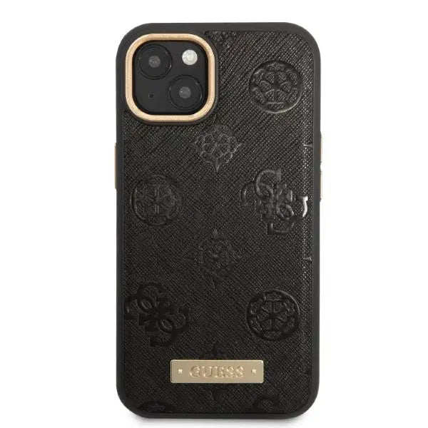 Guess GUHMP13MSAPSTK iPhone 13 6.1’’ black/black hardcase Peony Logo Plate MagSafe - Cell phone cases