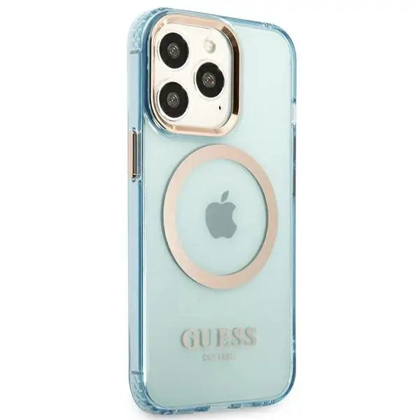 Guess GUHMP13XHTCMB iPhone 13 Pro Max 6.7’’ blue/blue hard case Gold Outline Translucent MagSafe - Cell phone cases