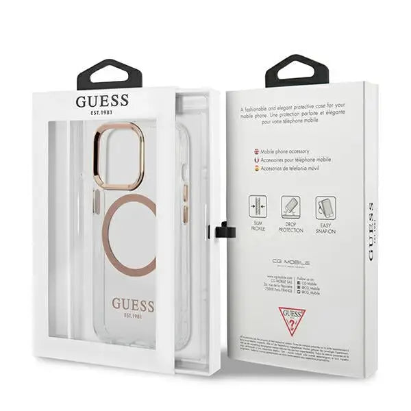 Guess GUHMP13XHTRMD iPhone 13 Pro Max 6.7 ’gold / gold hard case Metal Outline Magsafe - Cell phone cases