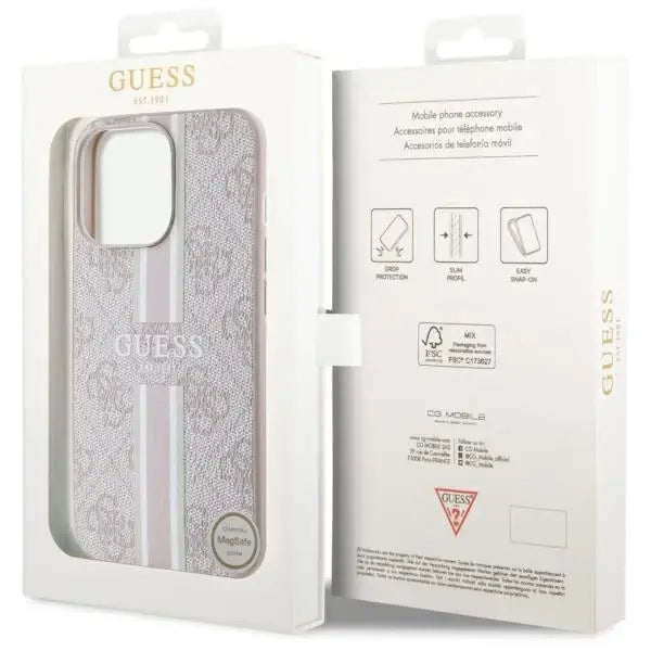 Guess GUHMP13XP4RPSP iPhone 13 Pro Max 6.7’’ pink/pink hardcase 4G Printed Stripes MagSafe - Cell phone cases