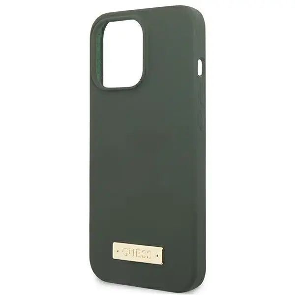 Guess GUHMP13XSPLA iPhone 13 Pro Max 6.7’’ green/khaki hard case Silicone Logo Plate MagSafe - Cell phone cases