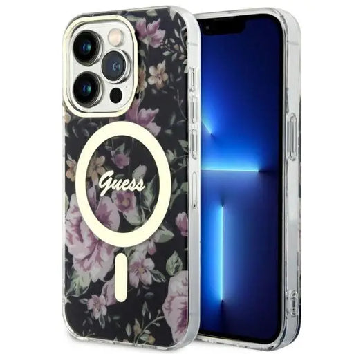 Guess GUHMP14LHCFWSK iPhone 14 Pro 6.1’’ black/black hardcase Flower MagSafe - Cell phone cases and covers<<<HurtelXML