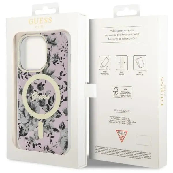 Guess GUHMP14LHCFWSP iPhone 14 Pro 6.1’’ pink/pink hardcase Flower MagSafe - Cell phone cases and covers<<<HurtelXML