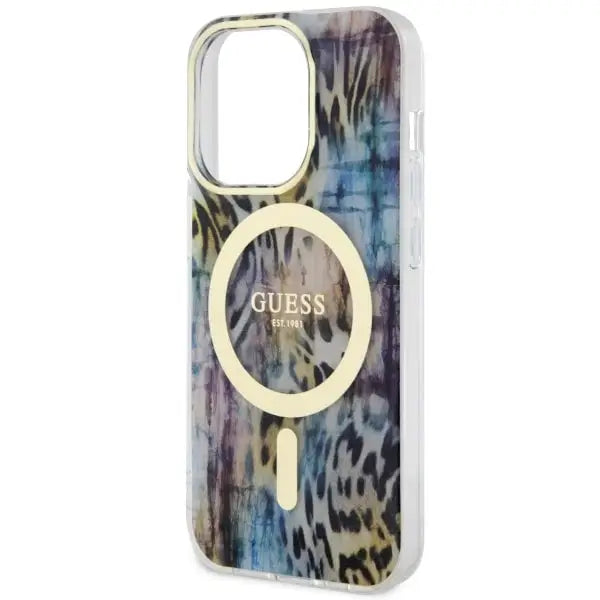 Guess GUHMP14LHLEOPWB iPhone 14 Pro 6.1’’ blue/blue hardcase Leopard MagSafe - Cell phone cases and covers<<<HurtelXML