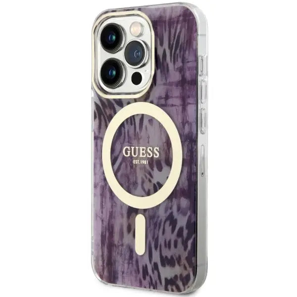 Guess GUHMP14LHLEOPWP iPhone 14 Pro 6.1’’ pink/pink hardcase Leopard MagSafe - Cell phone cases and covers<<<HurtelXML