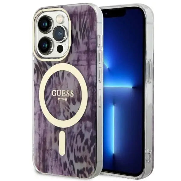 Guess GUHMP14LHLEOPWP iPhone 14 Pro 6.1’’ pink/pink hardcase Leopard MagSafe - Cell phone cases and covers<<<HurtelXML