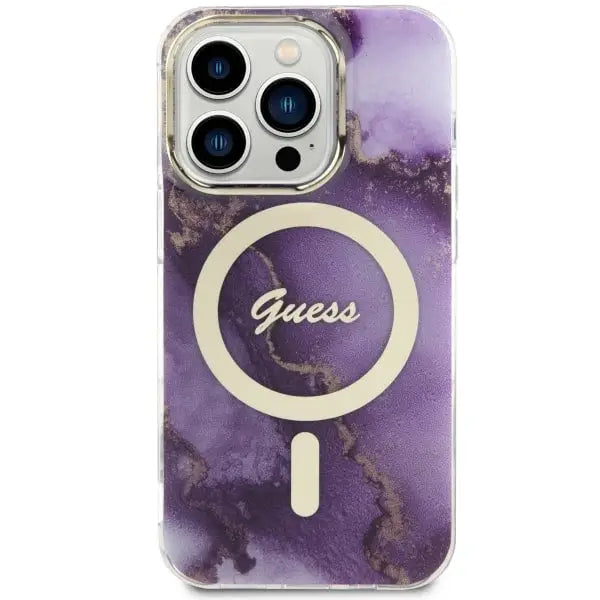 Guess GUHMP14LHTMRSU iPhone 14 Pro 6.1’’ purple/purple hardcase Golden Marble MagSafe - Cell phone cases