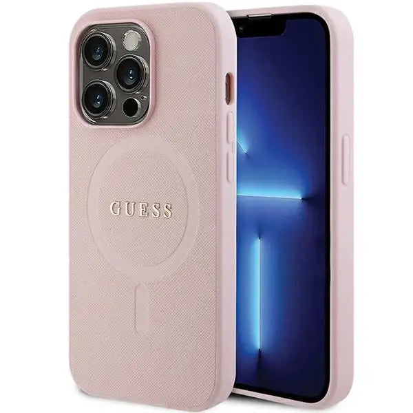Guess GUHMP14LPSAHMCP case for iPhone 14 Pro - pink Saffiano MagSafe - Cell phone cases and covers<<<HurtelXML