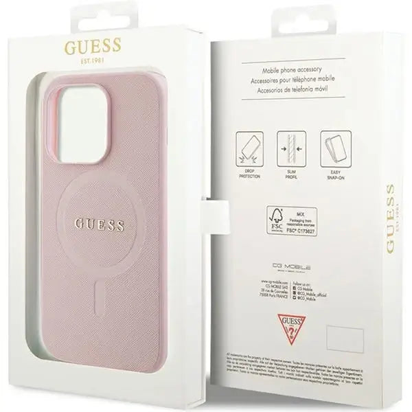 Guess GUHMP14LPSAHMCP case for iPhone 14 Pro - pink Saffiano MagSafe - Cell phone cases and covers<<<HurtelXML