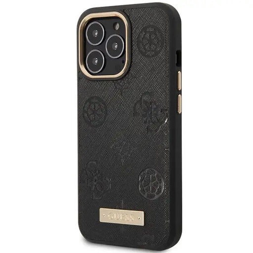 Guess GUHMP14LSAPSTK iPhone 14 Pro 6.1’’ black/black hardcase Peony Logo Plate MagSafe - Cell phone cases