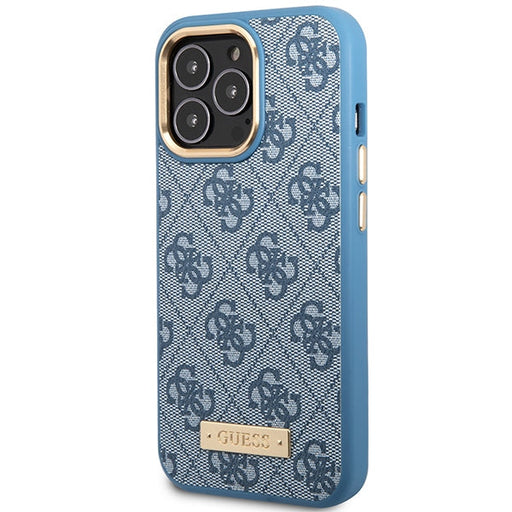 Guess GUHMP14LU4GPRB iPhone 14 Pro 6.1’’ blue/blue hard case 4G Logo Plate MagSafe - Cell phone cases