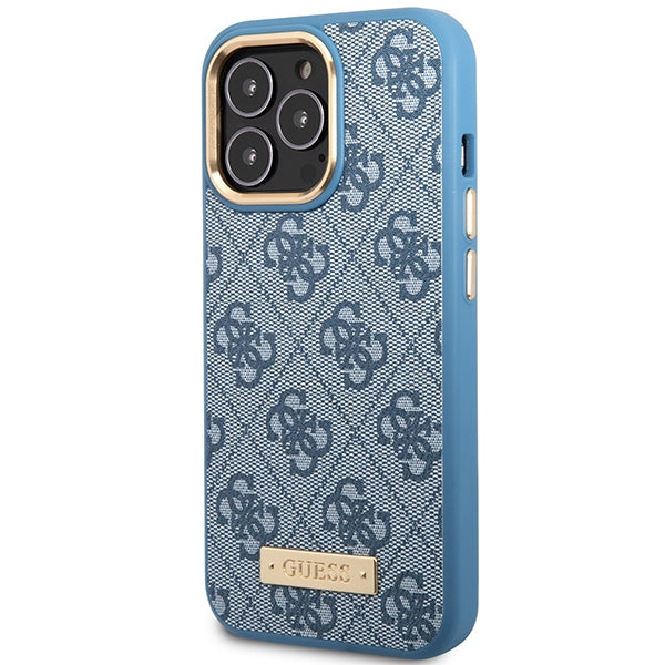 Guess GUHMP14LU4GPRB iPhone 14 Pro 6.1’’ blue/blue hard case 4G Logo Plate MagSafe - Cell phone cases