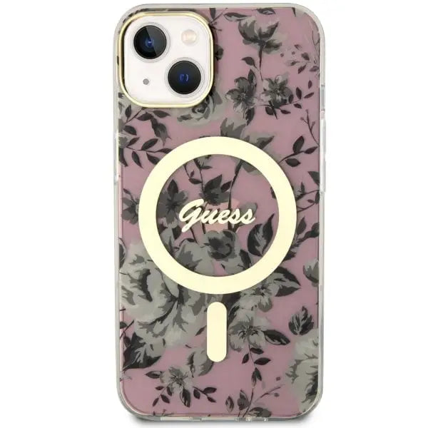 Guess GUHMP14MHCFWSP iPhone 14 Plus 6.7’’ pink/pink hardcase Flower MagSafe - Cell phone cases and covers<<<HurtelXML