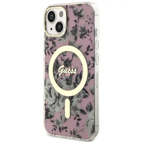 Guess GUHMP14MHCFWSP iPhone 14 Plus 6.7’’ pink/pink hardcase Flower MagSafe - Cell phone cases and covers<<<HurtelXML