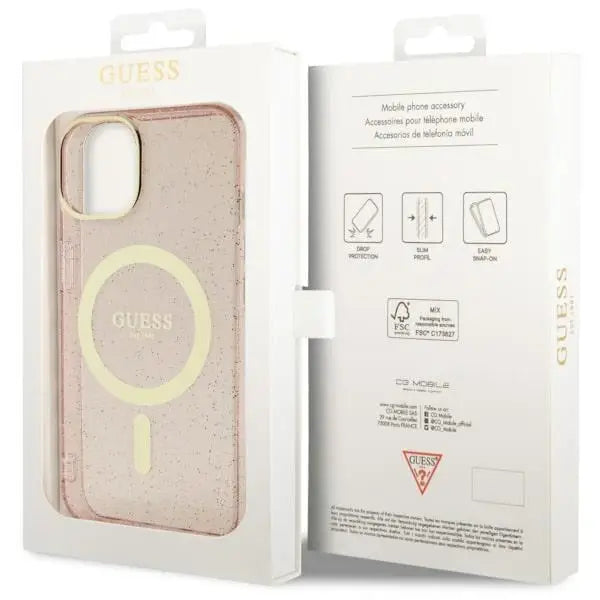 Guess GUHMP14MHCMCGP iPhone 14 Plus 6.7’’ pink/pink hardcase Glitter Gold MagSafe - Cell phone cases