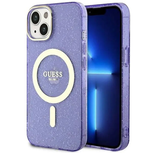 Guess GUHMP14MHCMCGU iPhone 14 Plus 6.7’’ purple/purple hardcase Glitter Gold MagSafe - Cell phone cases