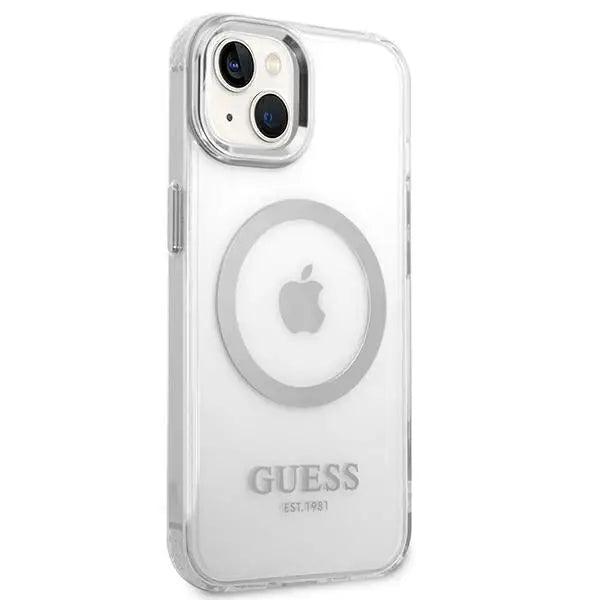 Guess GUHMP14MHTRMS iPhone 14 Plus 6.7’’ silver/silver hard case Metal Outline Magsafe - Cell phone cases