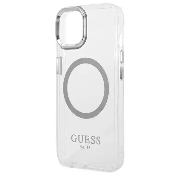 Guess GUHMP14MHTRMS iPhone 14 Plus 6.7’’ silver/silver hard case Metal Outline Magsafe - Cell phone cases
