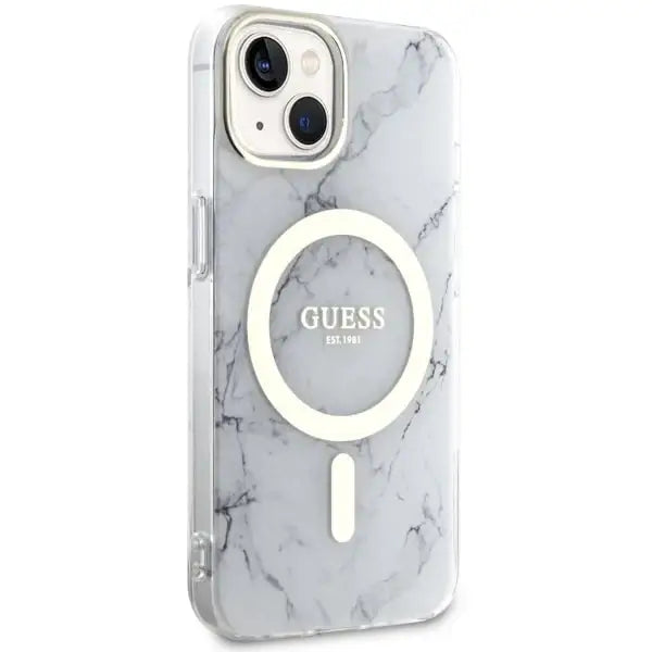 Guess GUHMP14MPCUMAH iPhone 14 Plus 6.7’’ white/white hardcase Marble MagSafe - Cell phone cases and covers<<<HurtelXML