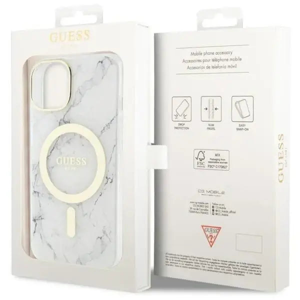 Guess GUHMP14MPCUMAH iPhone 14 Plus 6.7’’ white/white hardcase Marble MagSafe - Cell phone cases and covers<<<HurtelXML