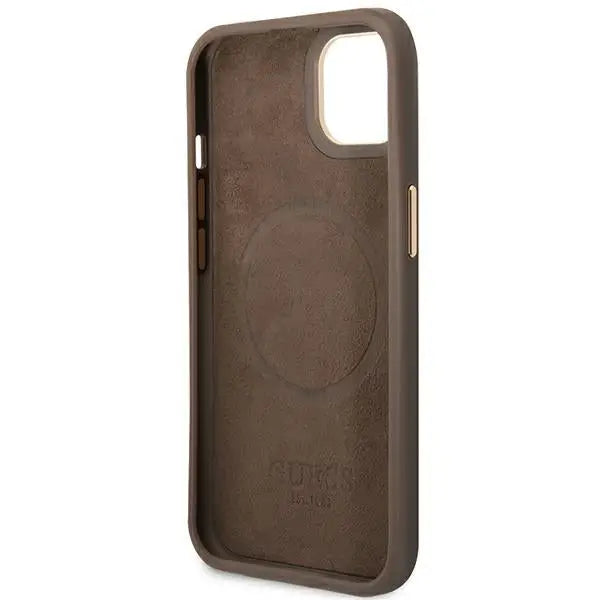Guess GUHMP14MU4GPRW iPhone 14 Plus 6.7 ’brown / brown hard case 4G Logo Plate MagSafe - Cell phone cases