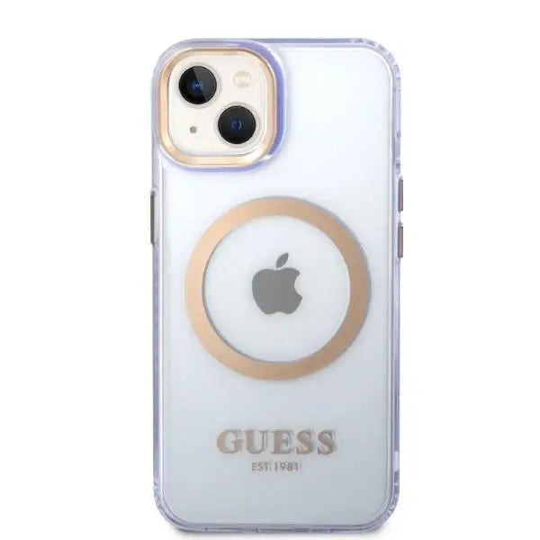 Guess GUHMP14SHTCMU iPhone 14 6.1’’ purple/purple hard case Gold Outline Translucent MagSafe - Cell phone cases