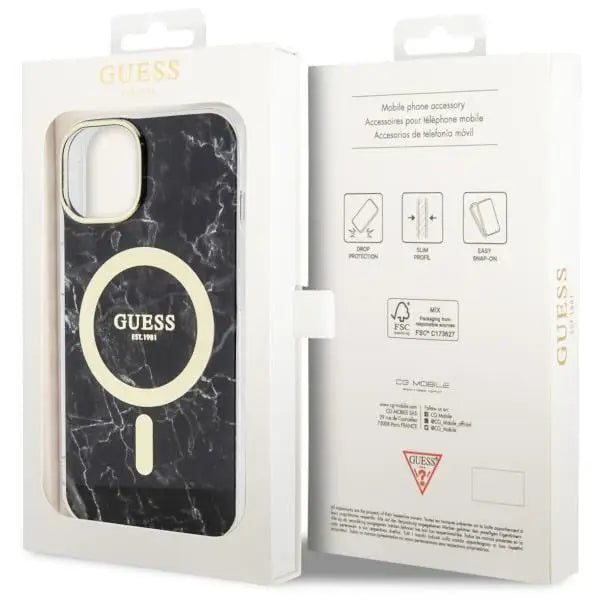 Guess GUHMP14SPCUMAK iPhone 14 6.1’’ black/black hardcase Marble MagSafe - Cell phone cases and covers<<<HurtelXML
